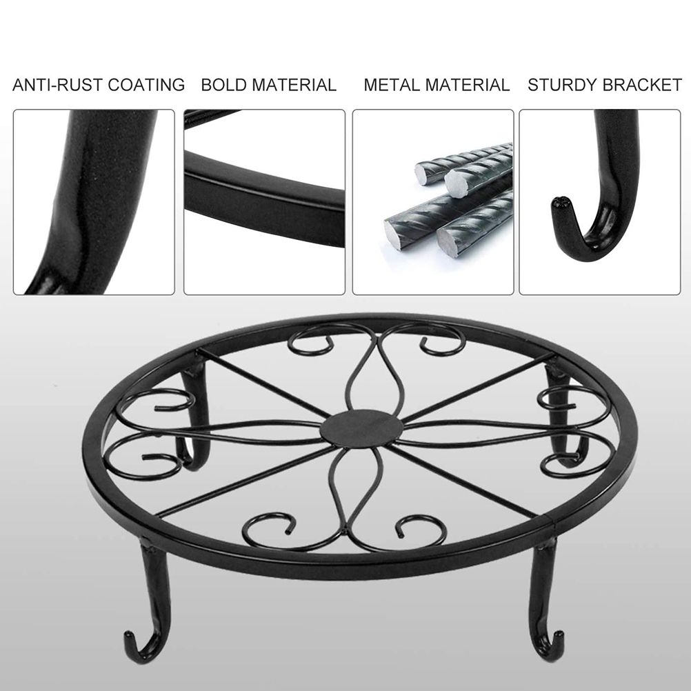 Classic Metal Iron Art Plant Pot Stand Flowerpot Base Holder Rack Indoor Outdoor Home Decor - Image 7