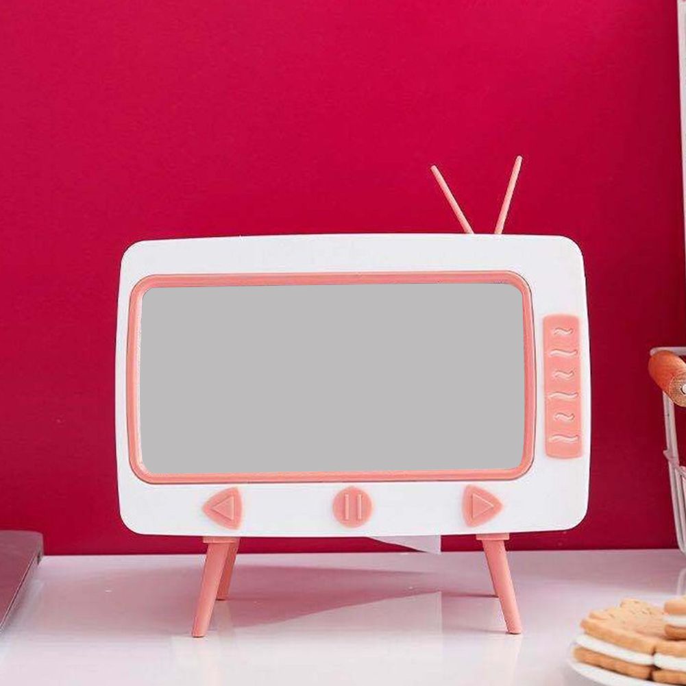 Retro Tissue Box Television Shaped Roll Paper Storage Container Built In Phone Holder - Image 6