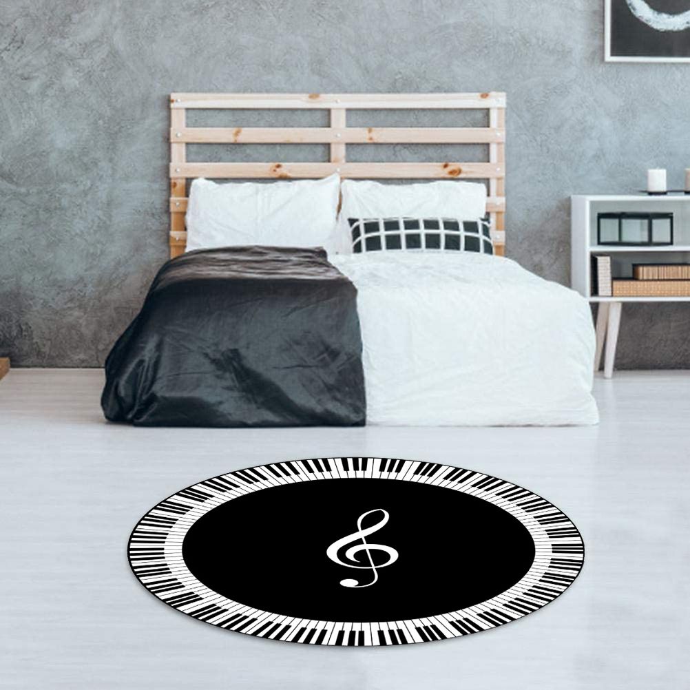 Musical Note Black White Piano Key Printed Round Carpets Area Rugs for Home Living Room Bedroom Floor Decoration - Image 7