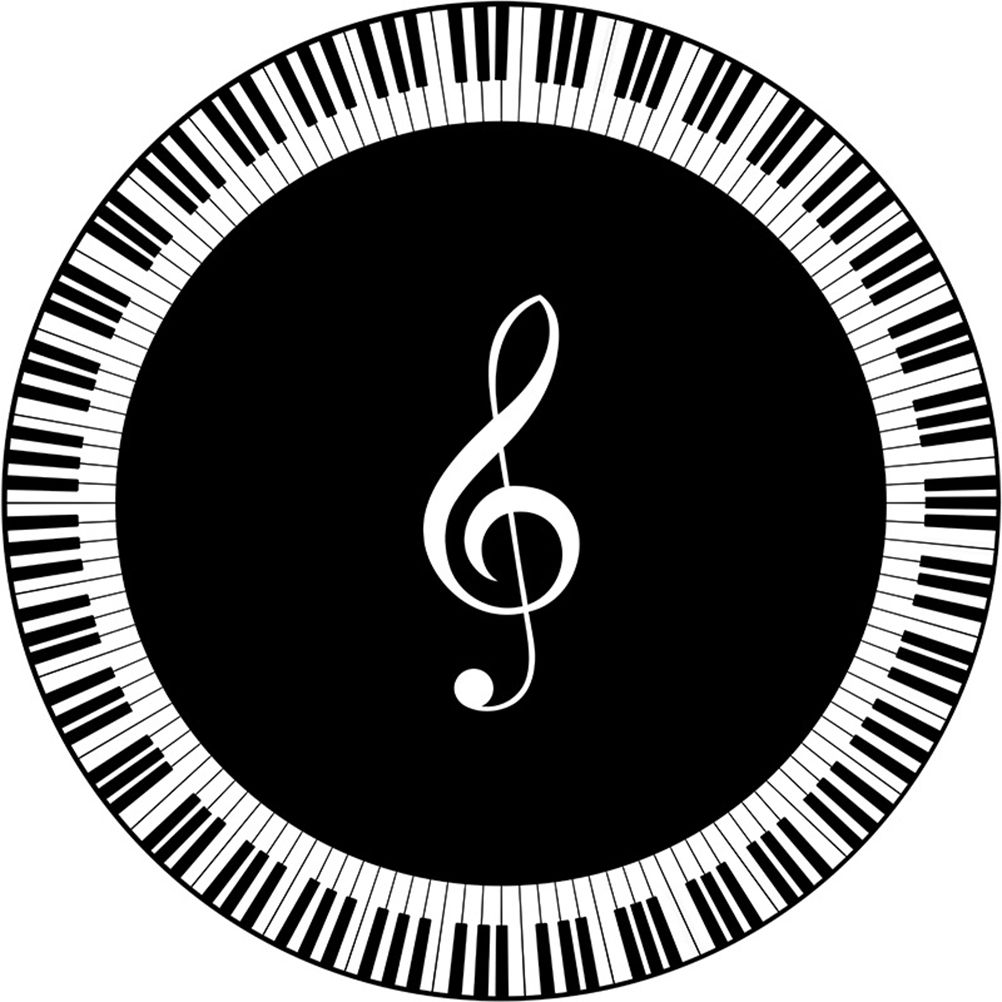 Musical Note Black White Piano Key Printed Round Carpets Area Rugs for Home Living Room Bedroom Floor Decoration - Image 1