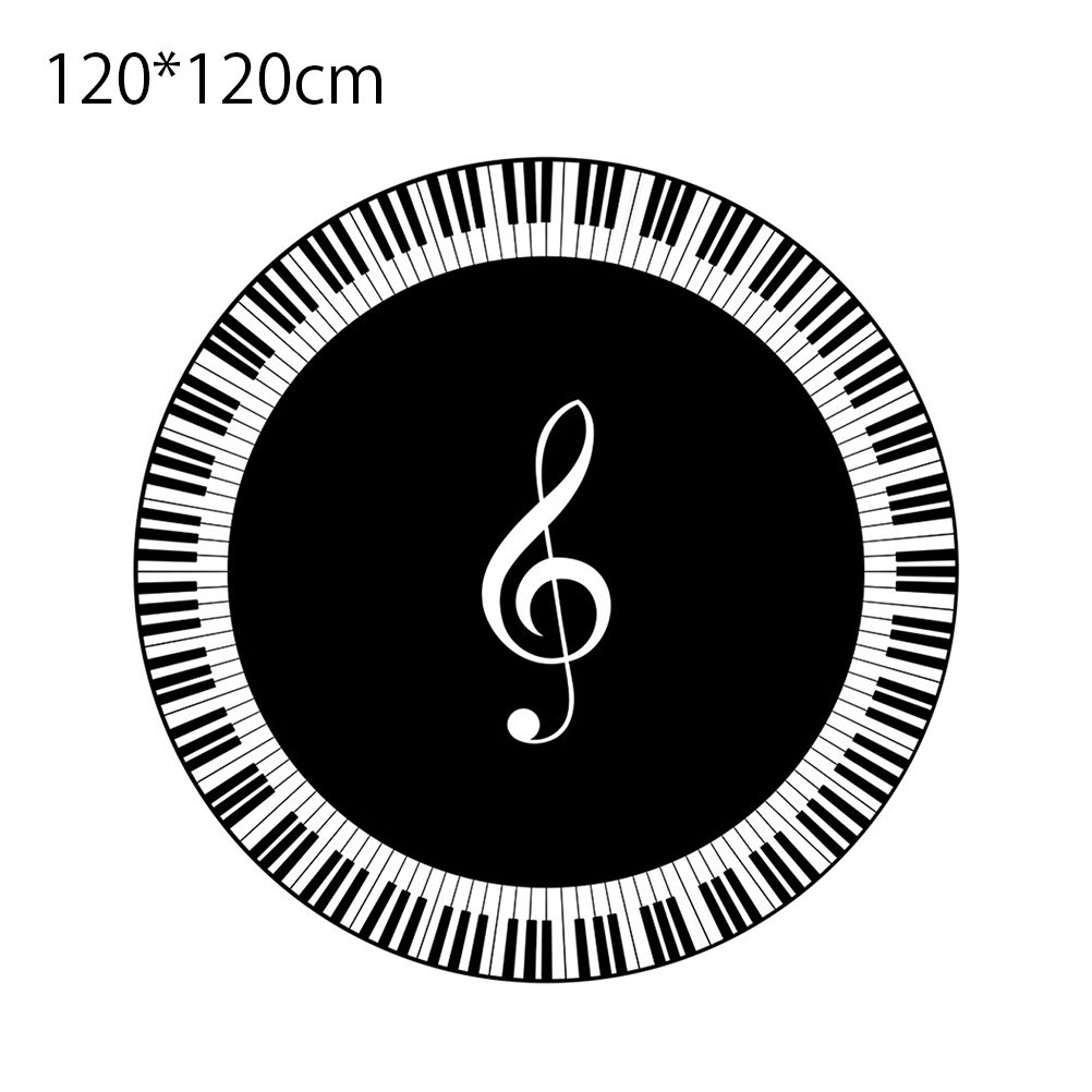 Musical Note Black White Piano Key Printed Round Carpets Area Rugs for Home Living Room Bedroom Floor Decoration - Image 2