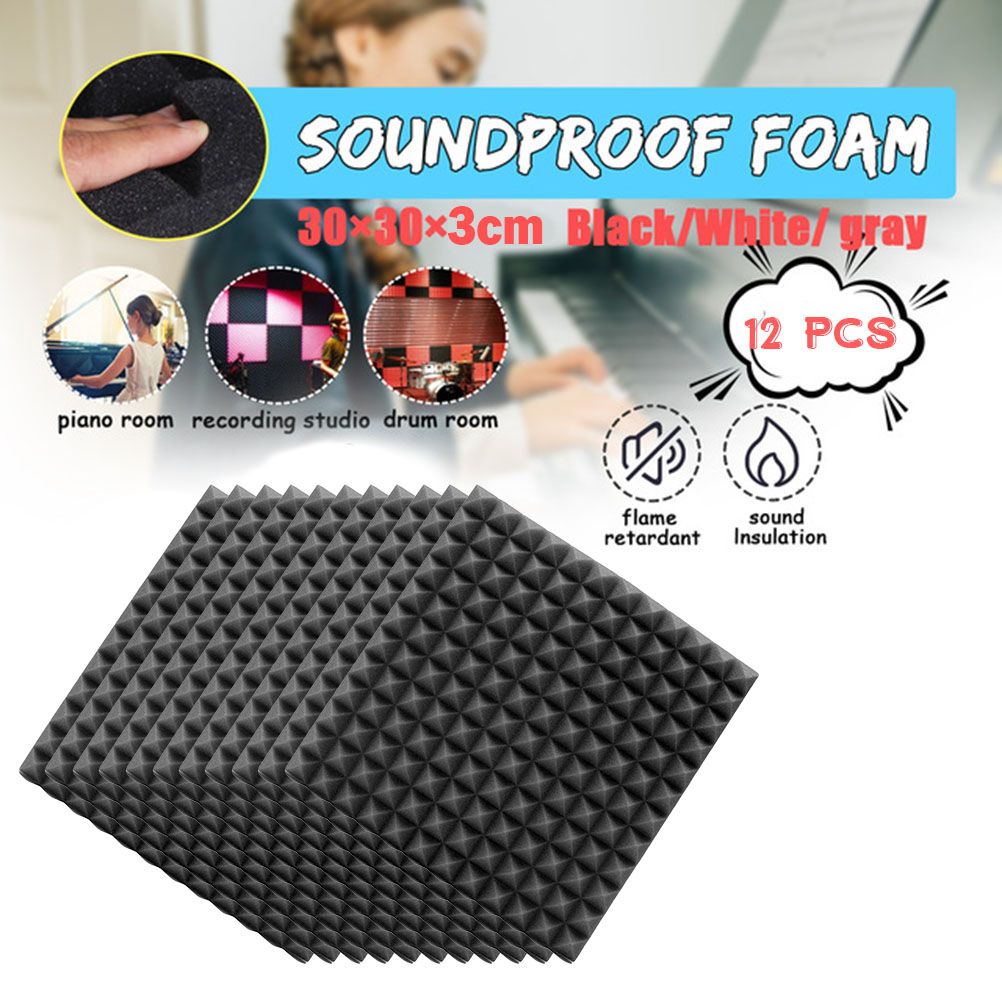 12Pcs Acoustic Foam Panels Acoustic Foam Sound Absorption Pyramid Studio Treatment Wall Panels - Image 6
