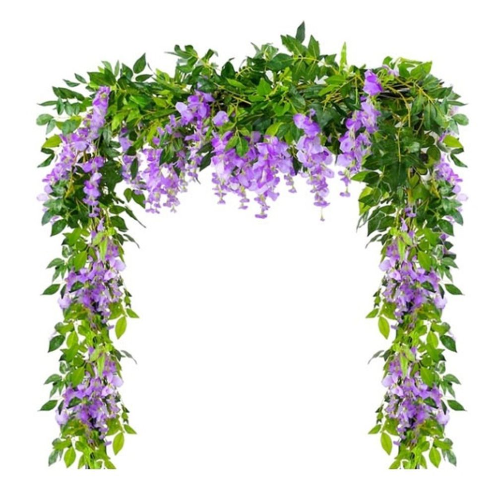 Artificial Flowers Wisteria Garland Vine Simulation Wreath Rattan Hanging Garland for Home Garden Ceremony Wedding Arch Floral Decor - Image 1