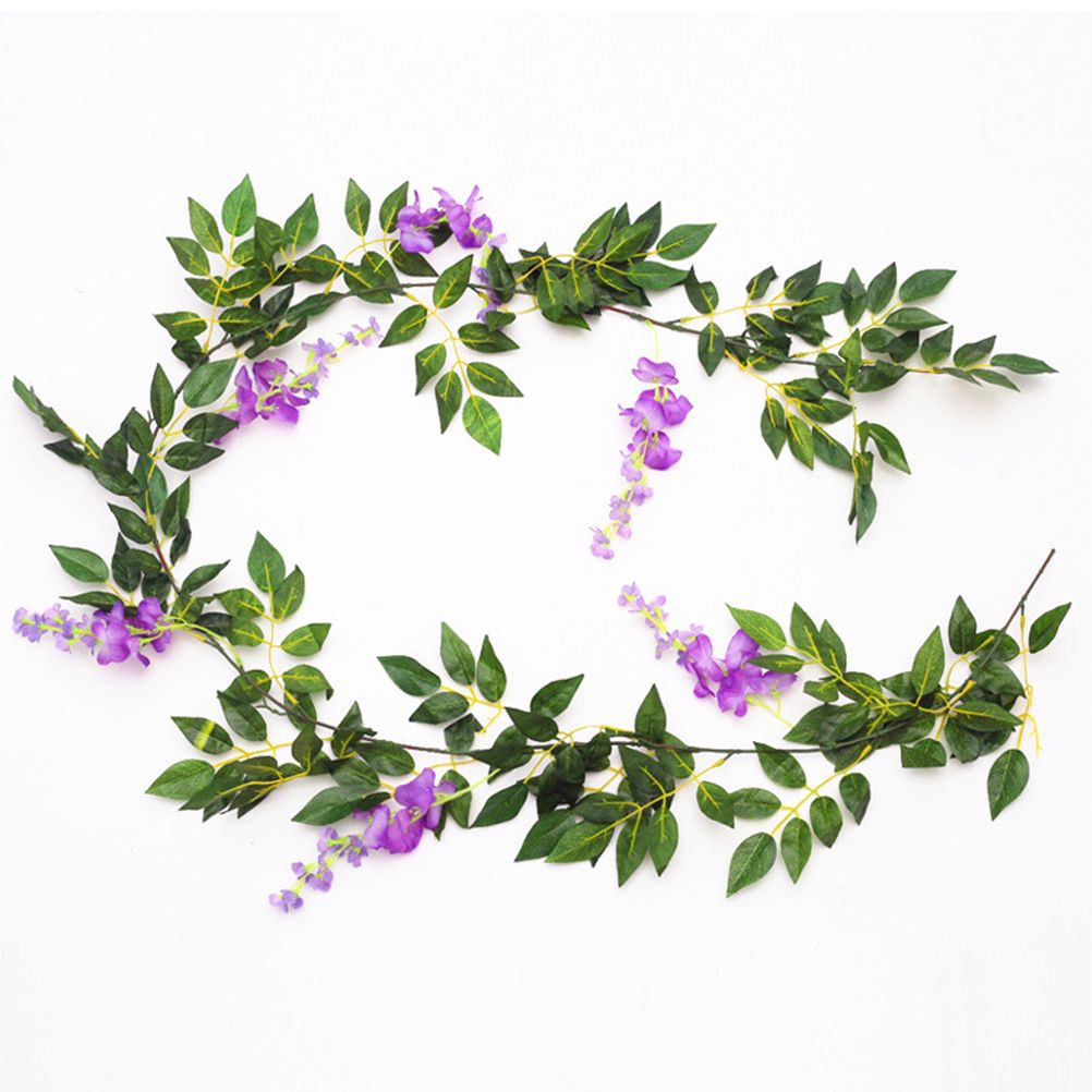 Artificial Flowers Wisteria Garland Vine Simulation Wreath Rattan Hanging Garland for Home Garden Ceremony Wedding Arch Floral Decor - Image 2