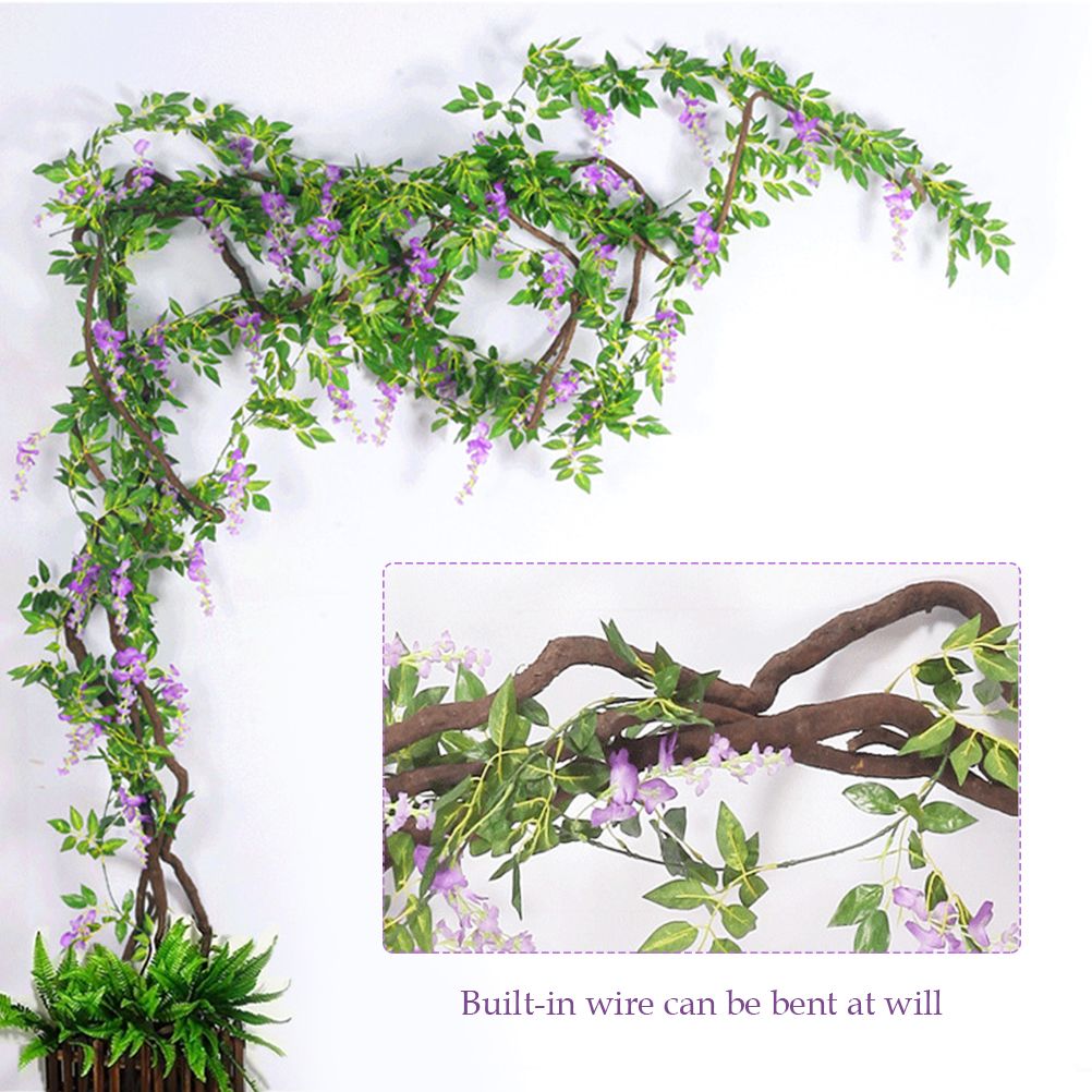 Artificial Flowers Wisteria Garland Vine Simulation Wreath Rattan Hanging Garland for Home Garden Ceremony Wedding Arch Floral Decor - Image 6