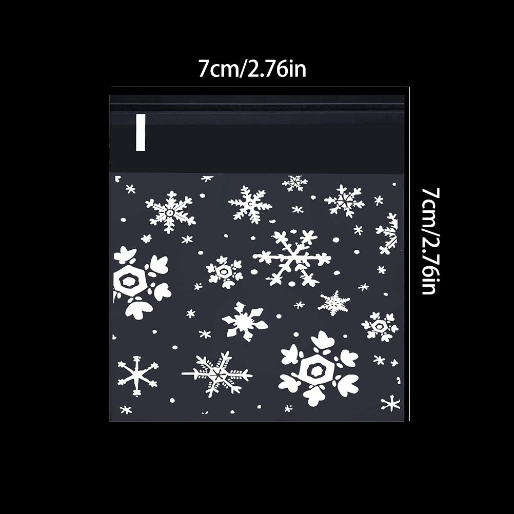 100pcs Christmas Gift Packaging Bag Plastic Packaging Bag Snowfake Printed Candy Package Bag - Image 2