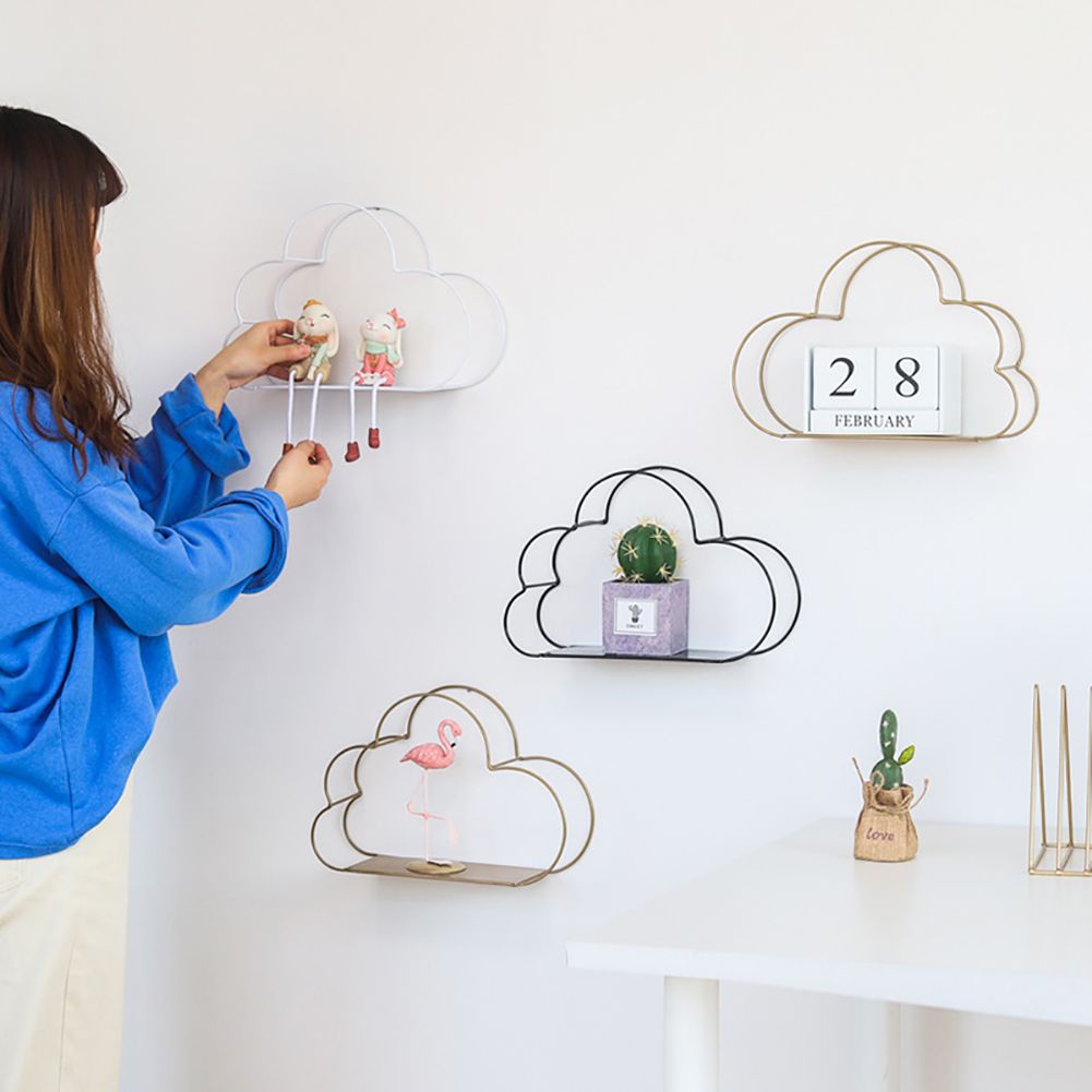 Cloud Shape Iron Storage Racks Hanging Decor Flower Pot Storage Rack Storage Box Wall Book Figurines Display - Image 3