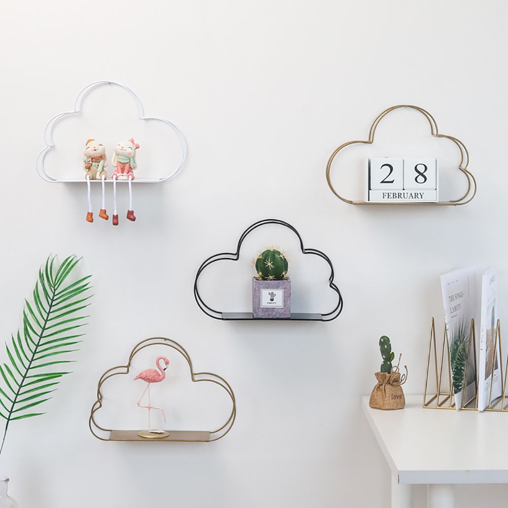 Cloud Shape Iron Storage Racks Hanging Decor Flower Pot Storage Rack Storage Box Wall Book Figurines Display - Image 4