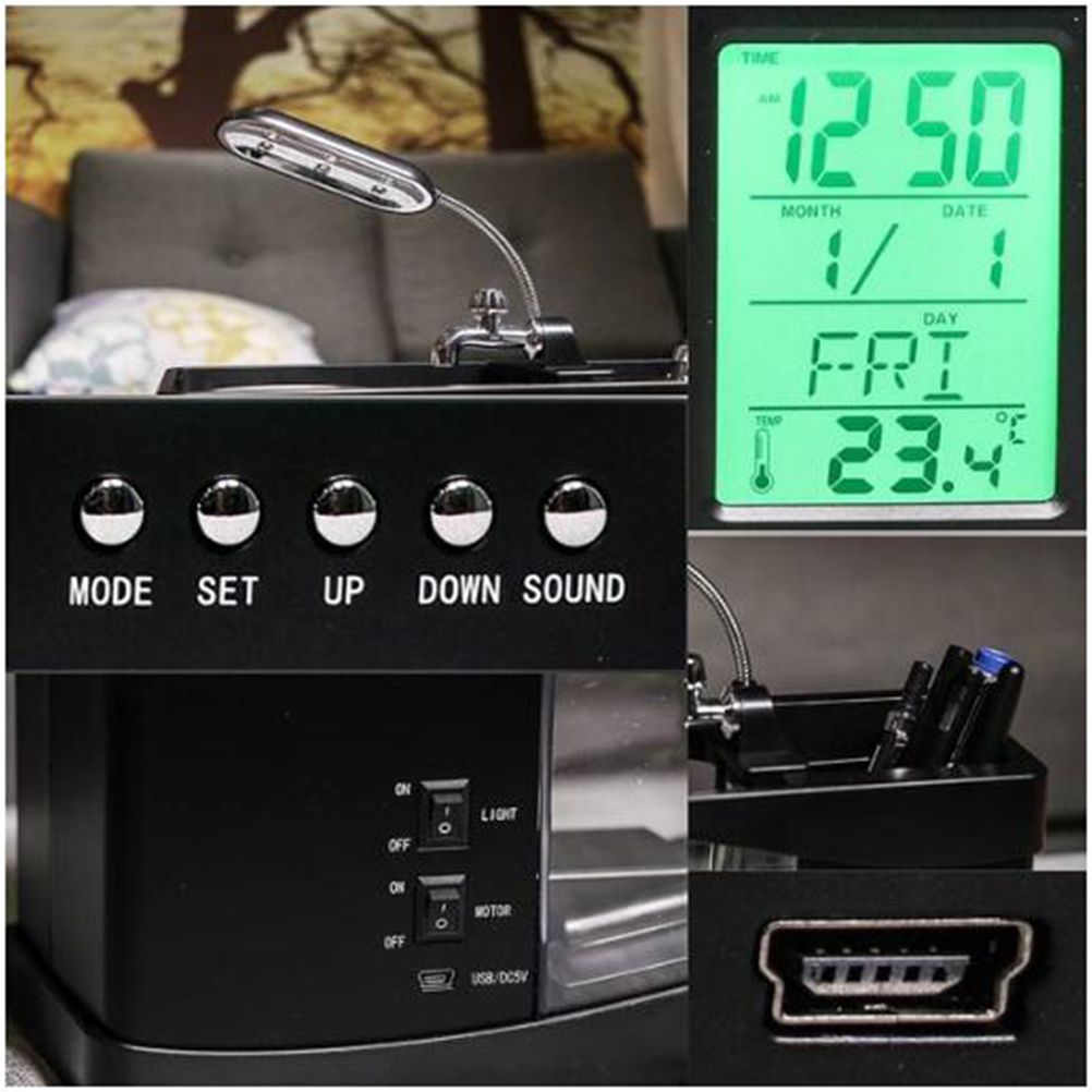 Multifunctional USB Mini Aquarium Fish Tank Aquarium with LED Lamp LCD Display Screen Clock Storage Box Fish Tank Aquarium - Image 6
