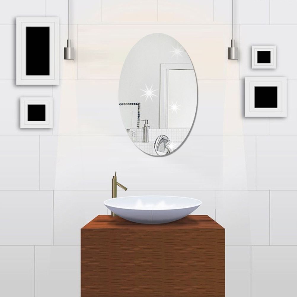 42*27CM Mirror Decoration Wall Sticker Acrylic Ellipse Mirror Wall Stickers Home Decoration Wall Sticker for Bathroom Bedroom - Image 7