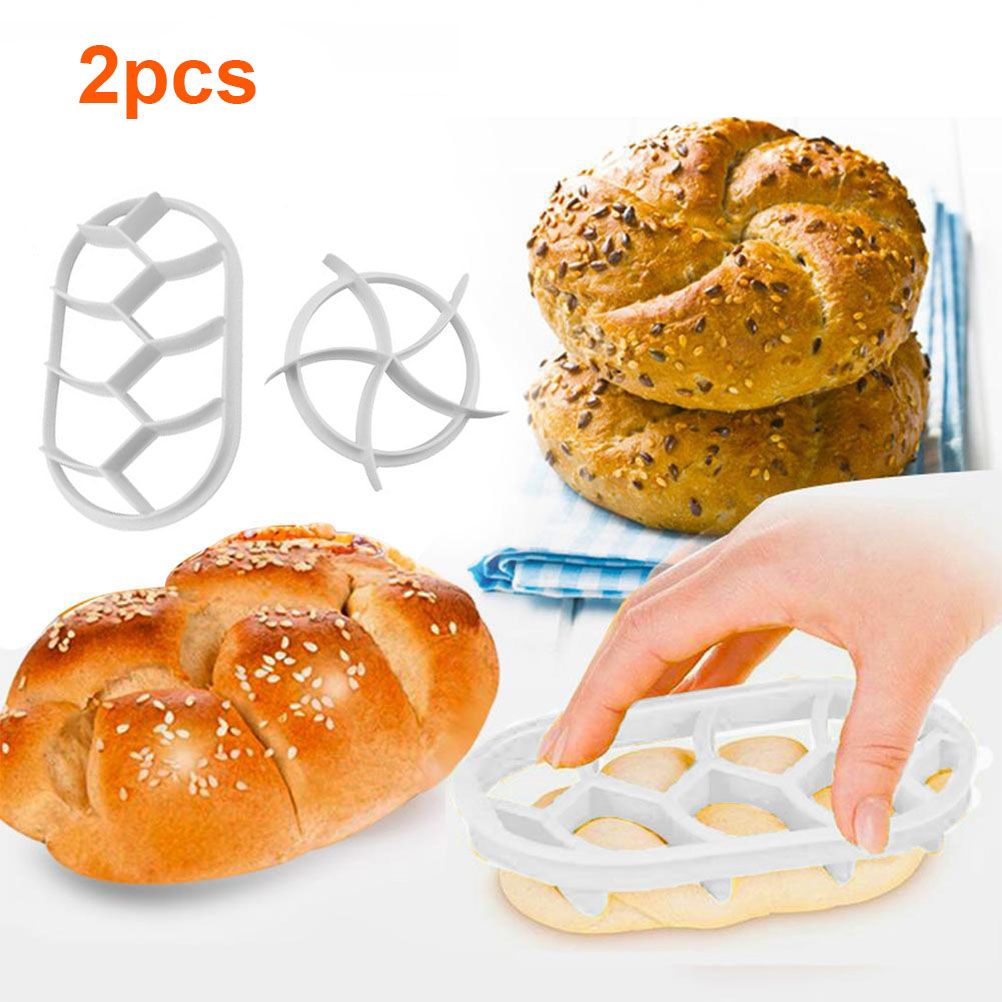 2PCS Dough Press Mold Set Baking Bread Rolls Mold Plastic Pastry Cutters - Image 1