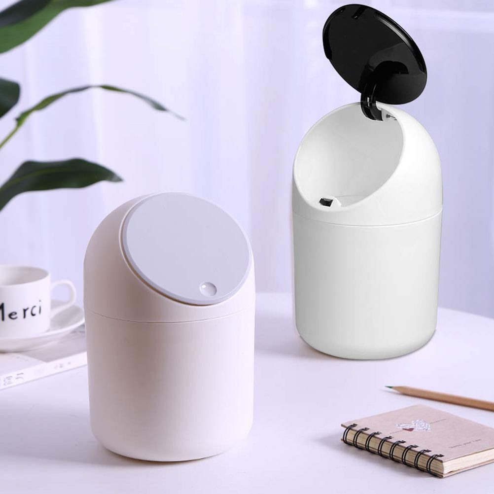 Desktop Trash Can Small Plastic Trash Bin with Lids Countertop Trash Can - Image 5