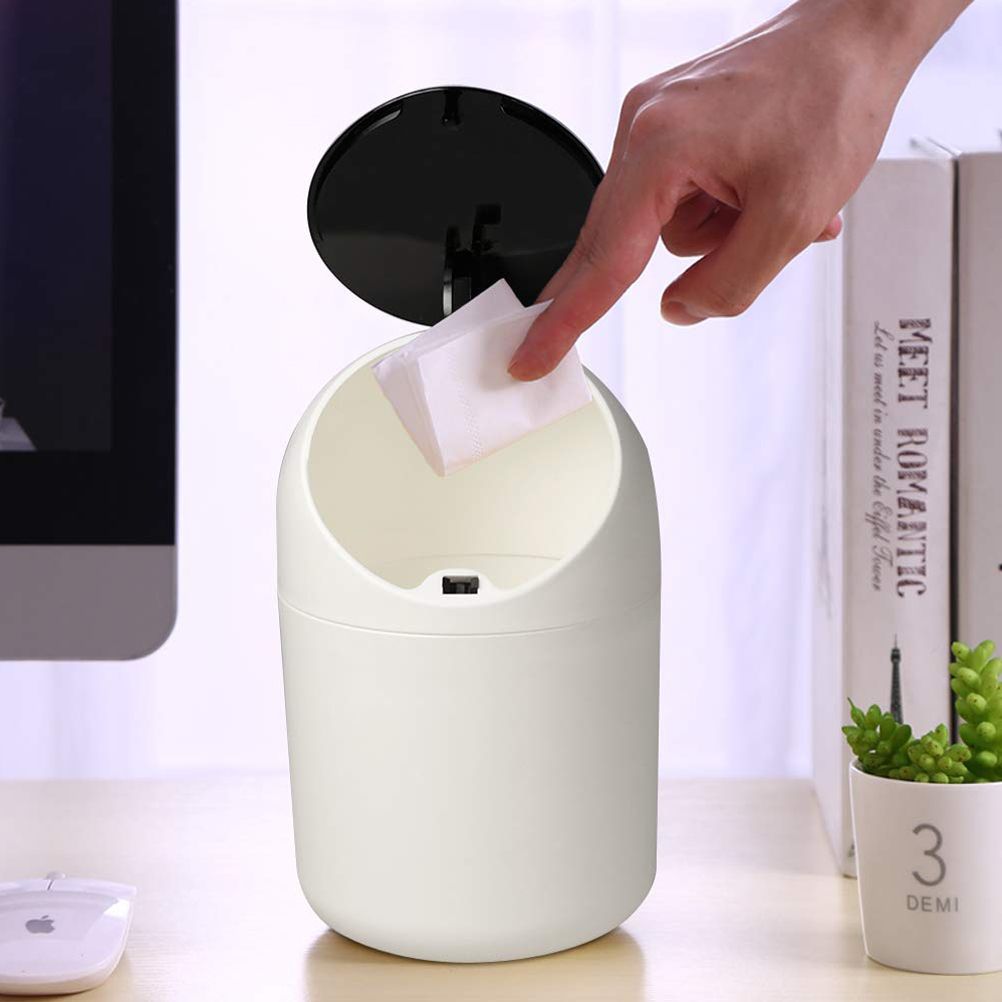 Desktop Trash Can Small Plastic Trash Bin with Lids Countertop Trash Can - Image 6