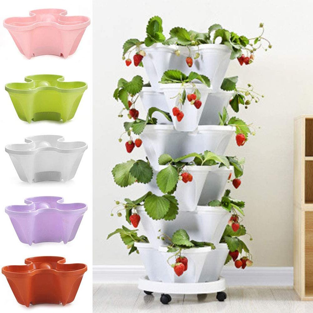 Superimposed 3D Flower Pot Multi Layer Strawberry Basin Plastic Planter - Image 2