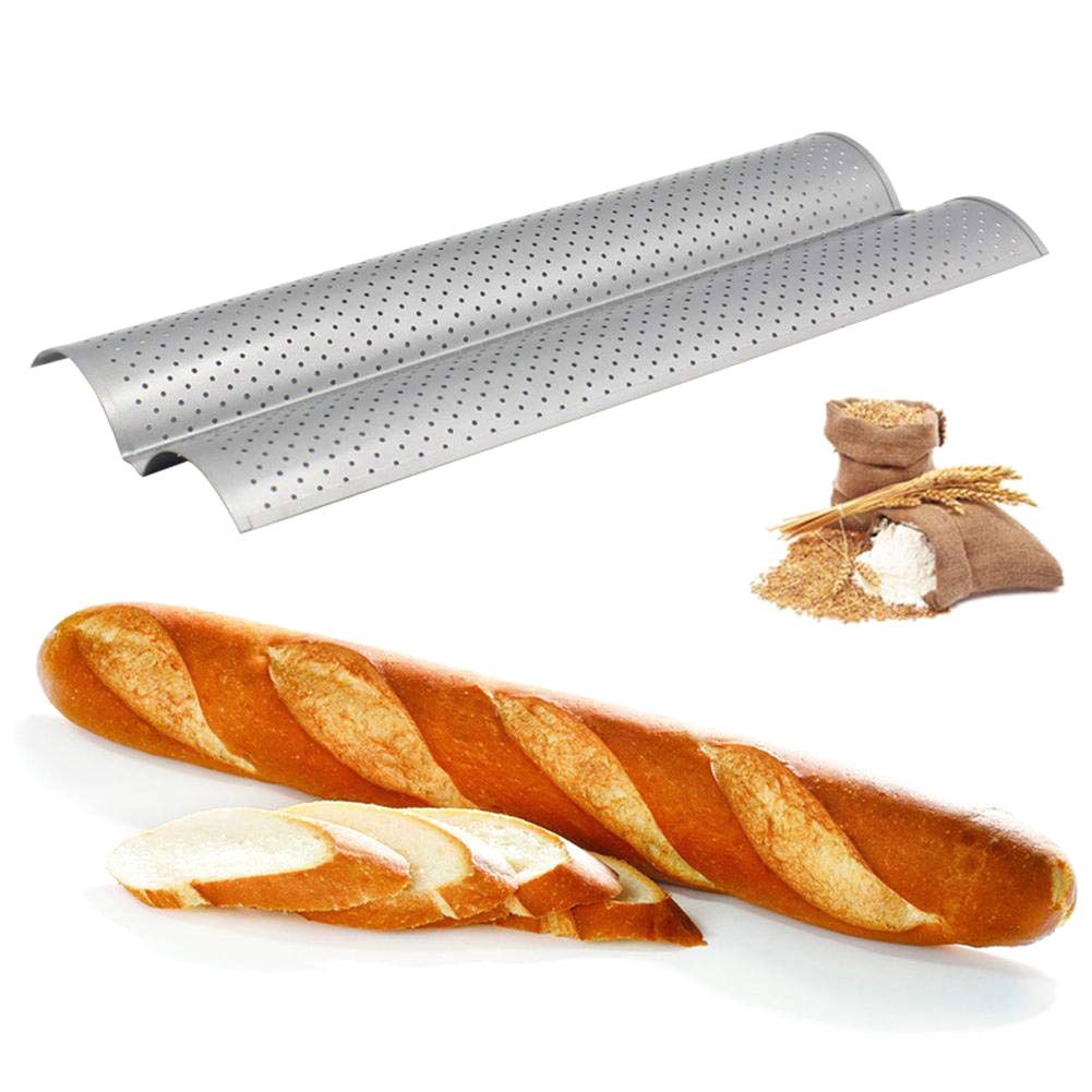 2 Slot Baguette Baking Tray Nonstick Bread Baking Tray Stainless Steel Baking Pan - Image 1