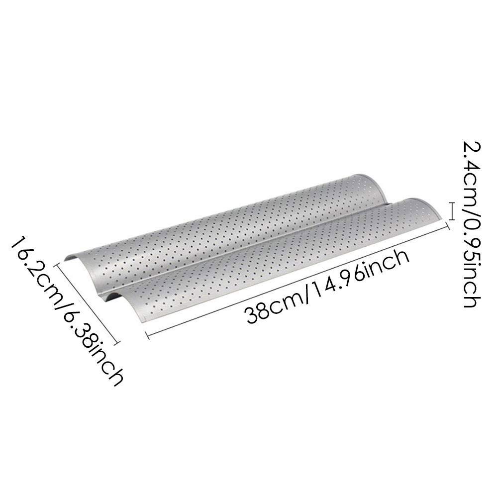 2 Slot Baguette Baking Tray Nonstick Bread Baking Tray Stainless Steel Baking Pan - Image 2