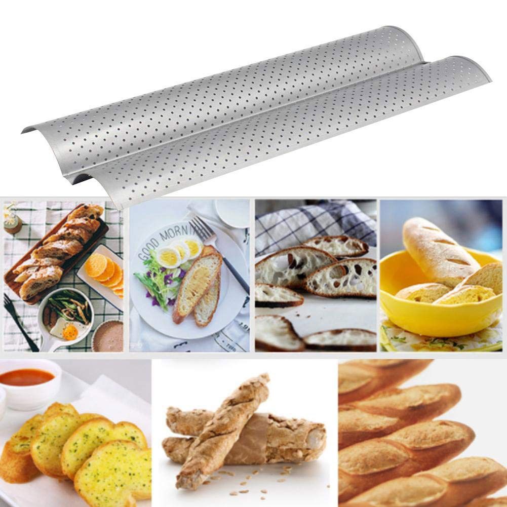 2 Slot Baguette Baking Tray Nonstick Bread Baking Tray Stainless Steel Baking Pan - Image 2
