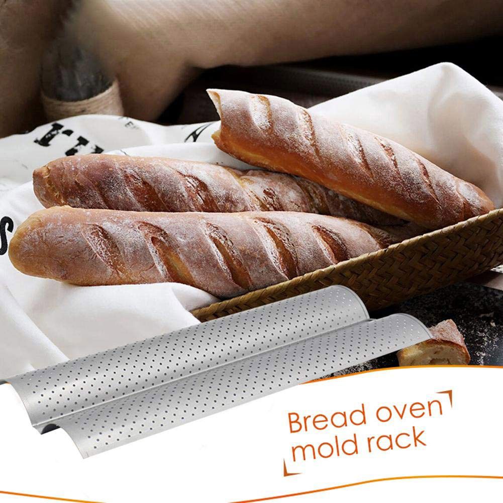 2 Slot Baguette Baking Tray Nonstick Bread Baking Tray Stainless Steel Baking Pan - Image 3