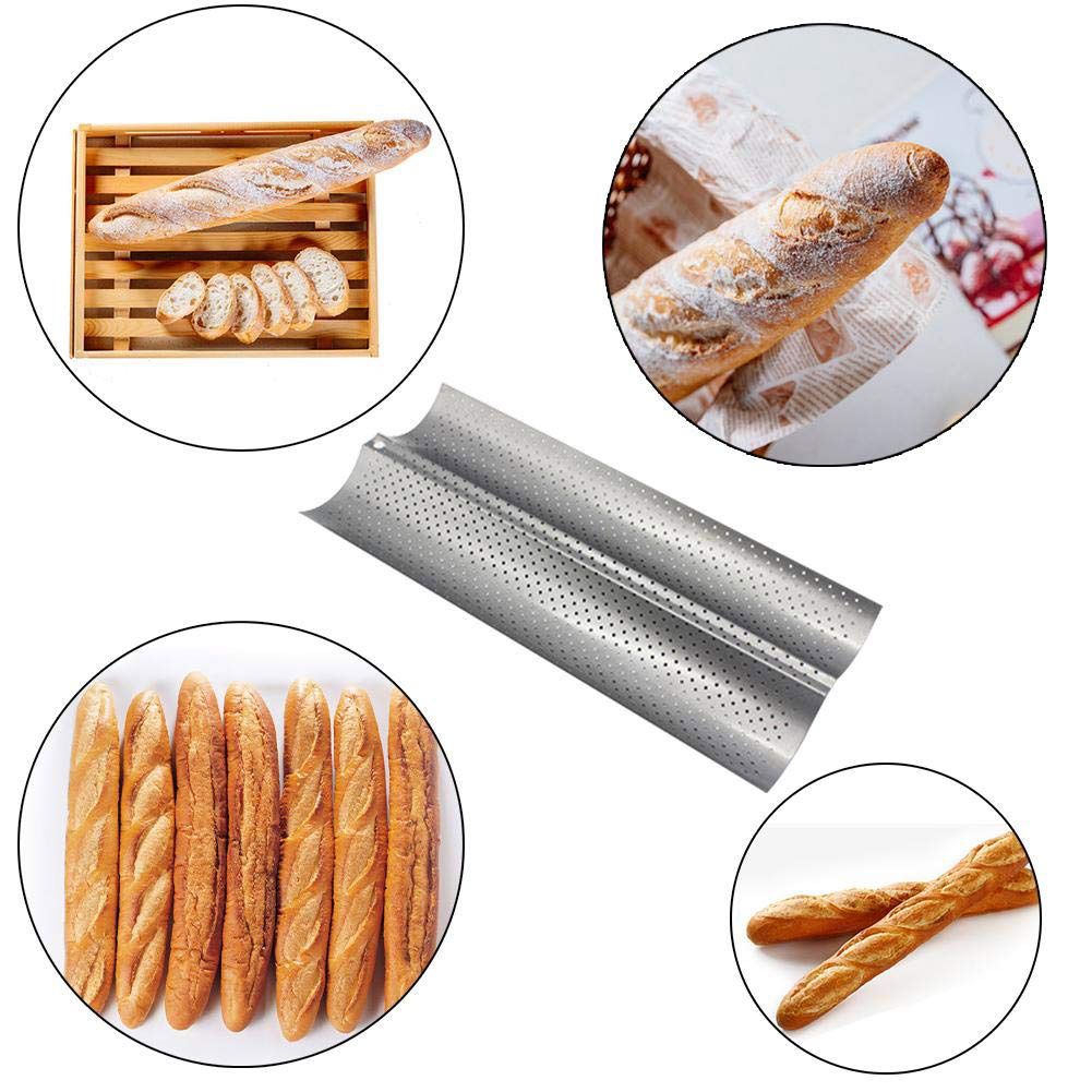 2 Slot Baguette Baking Tray Nonstick Bread Baking Tray Stainless Steel Baking Pan - Image 4