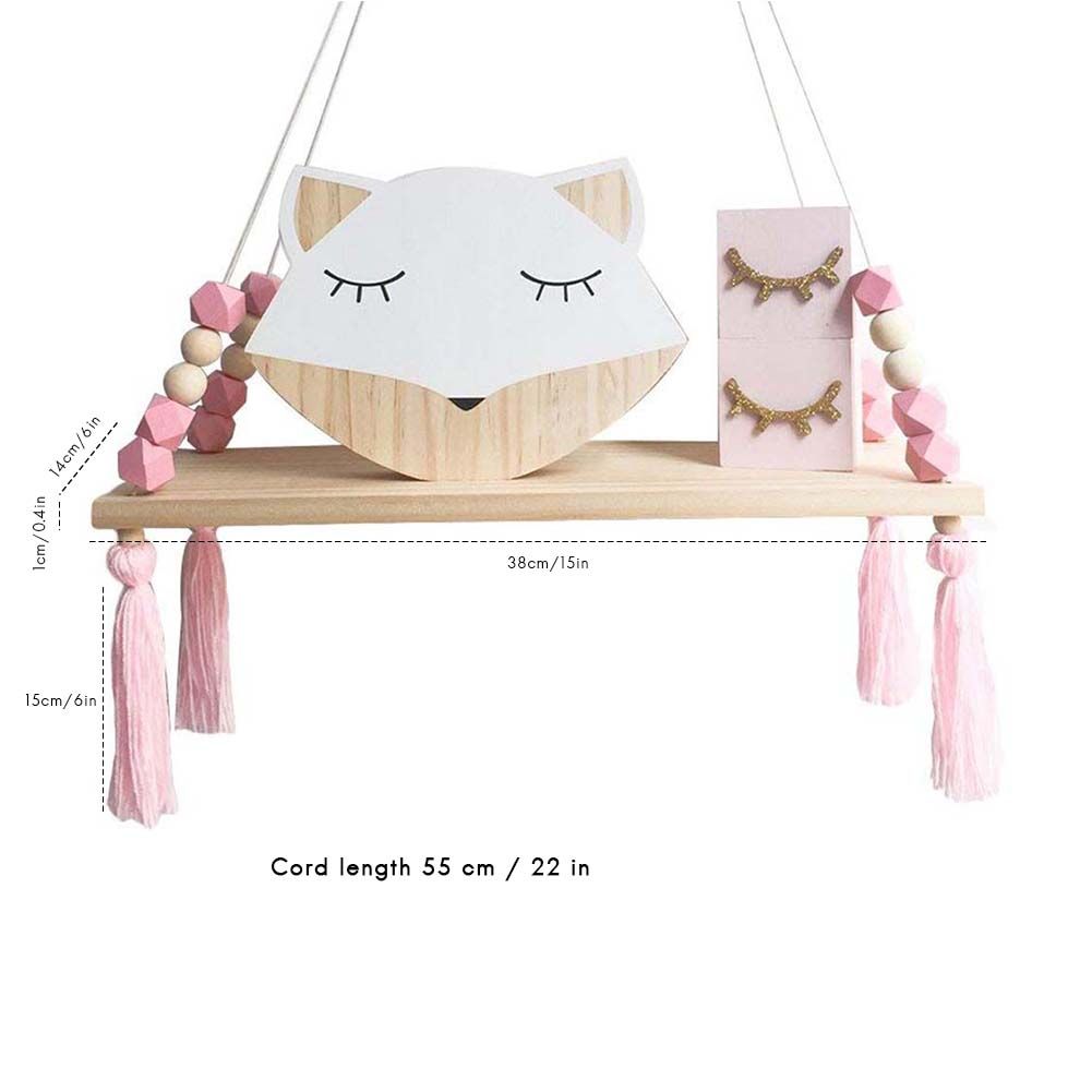 Ins Style Wall Shelf Child Decorative Shelf Hanging with Rope and Wooden Board Princess Bedroom - Image 7
