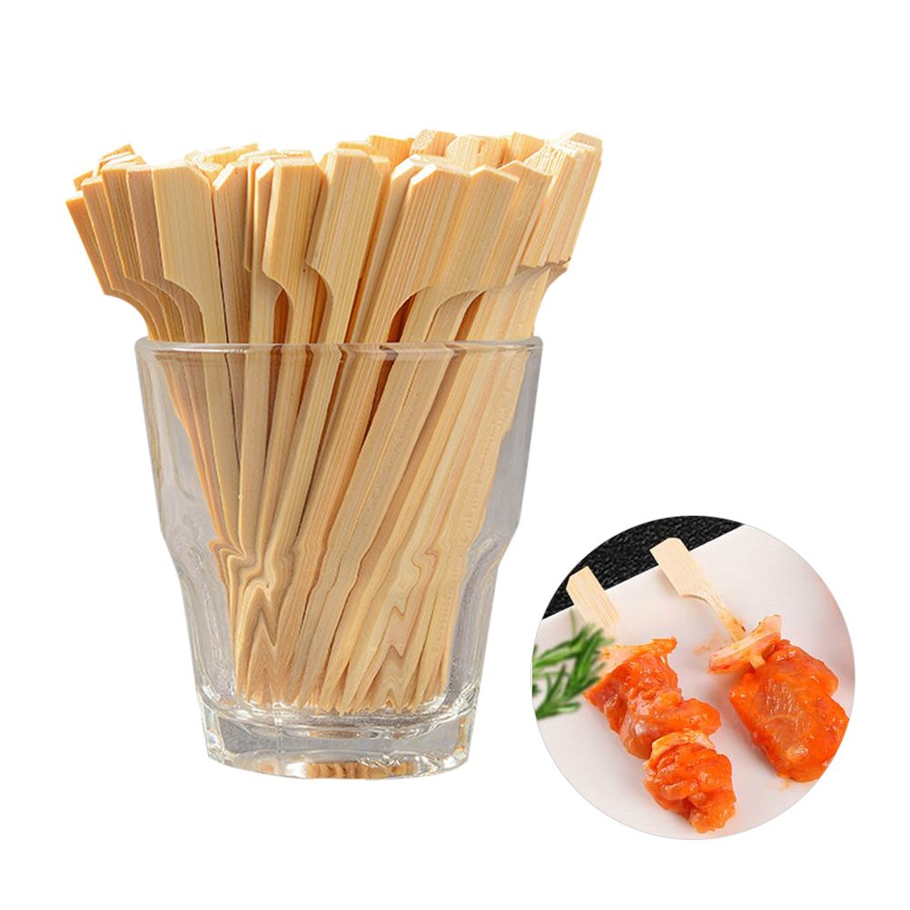 100PCS Barbecue Bamboo Skewers Disposable Bamboo Stick Barbecue Paddle Skewers - Image 1