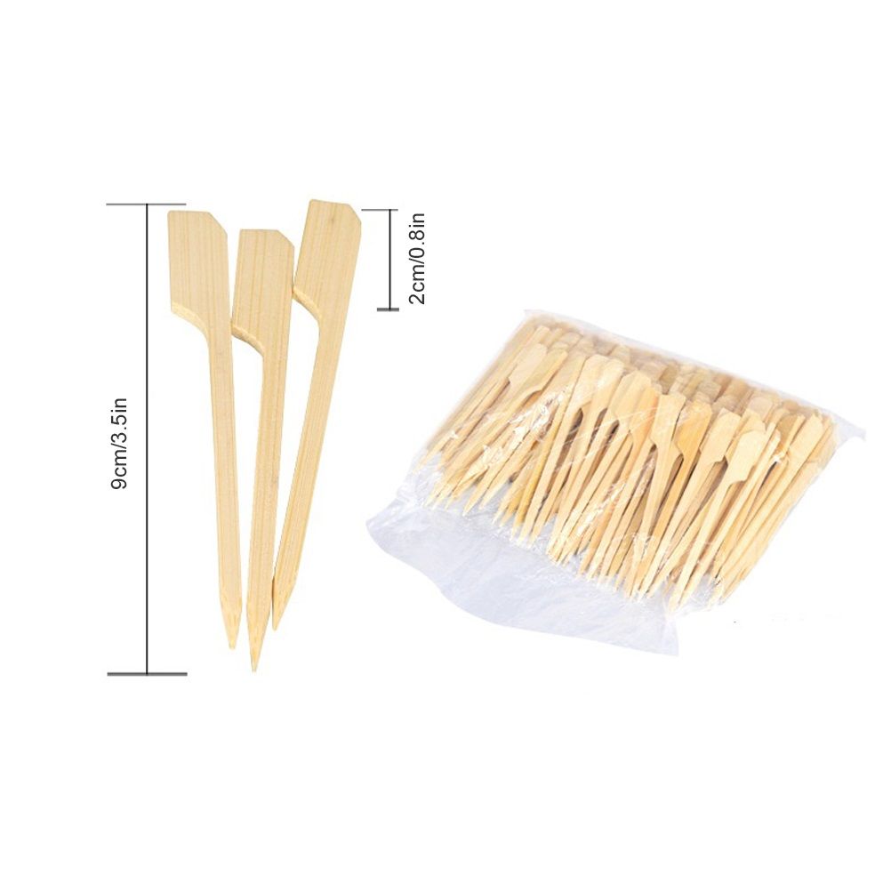100PCS Barbecue Bamboo Skewers Disposable Bamboo Stick Barbecue Paddle Skewers - Image 2