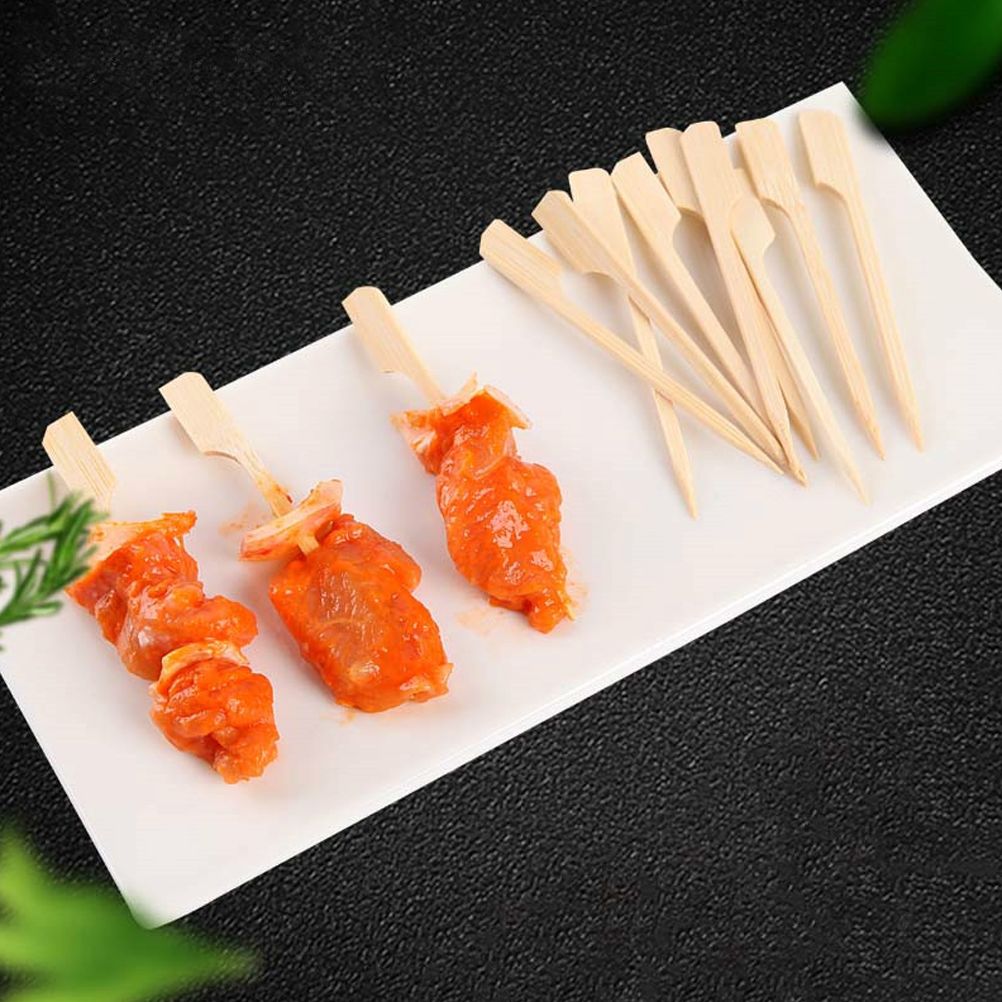 100PCS Barbecue Bamboo Skewers Disposable Bamboo Stick Barbecue Paddle Skewers - Image 4
