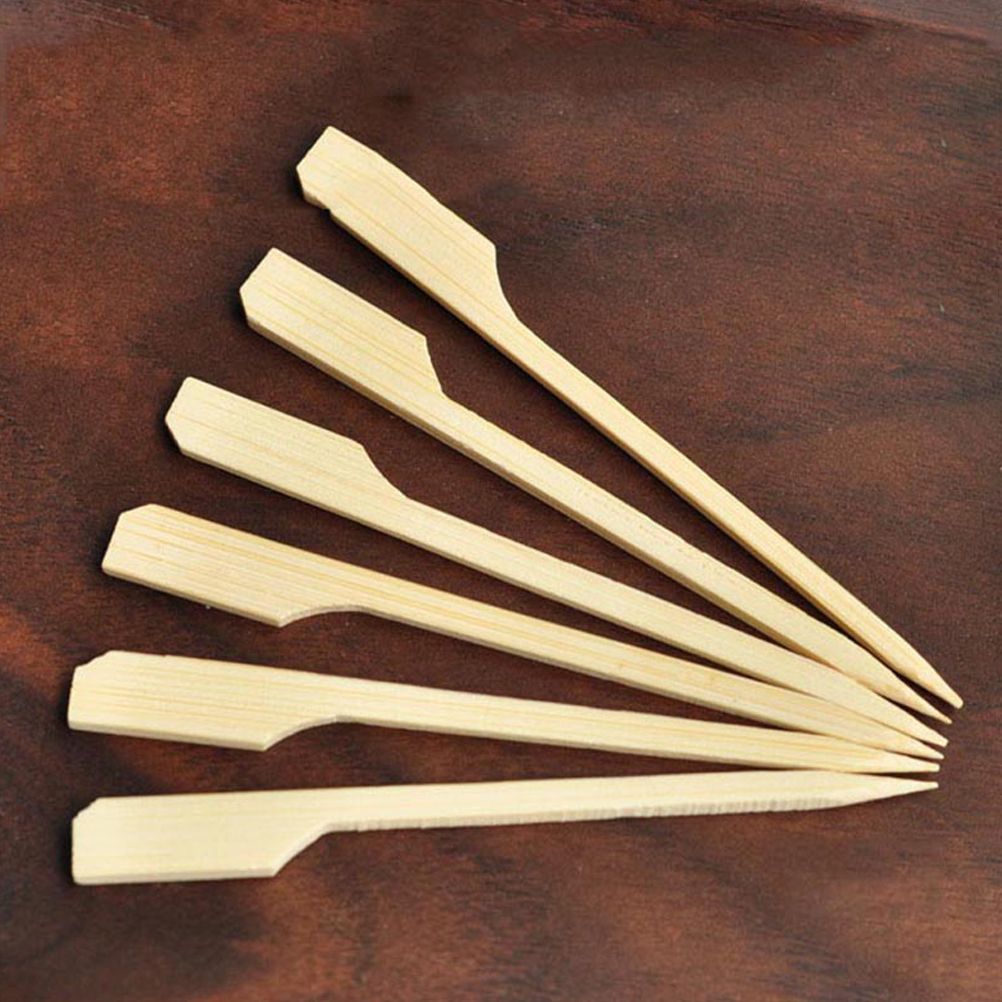 100PCS Barbecue Bamboo Skewers Disposable Bamboo Stick Barbecue Paddle Skewers - Image 5