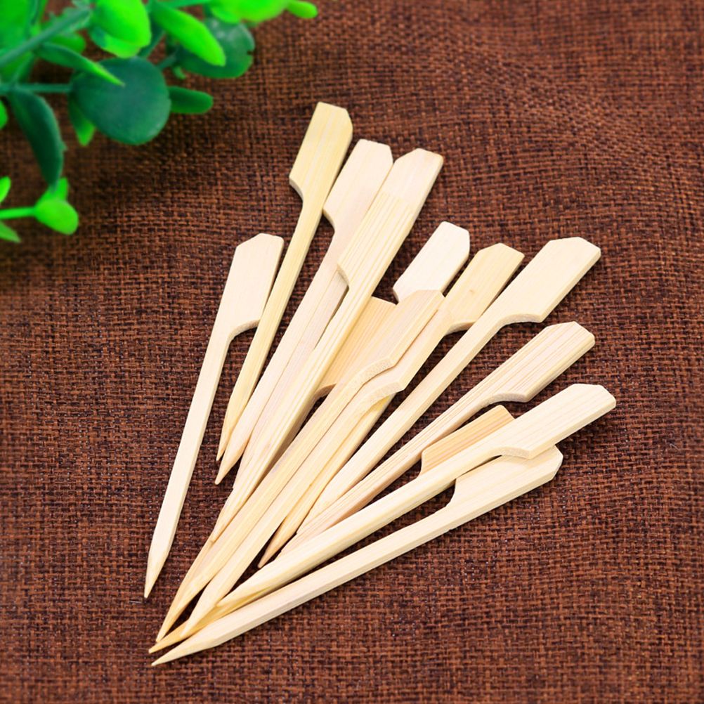 100PCS Barbecue Bamboo Skewers Disposable Bamboo Stick Barbecue Paddle Skewers - Image 6