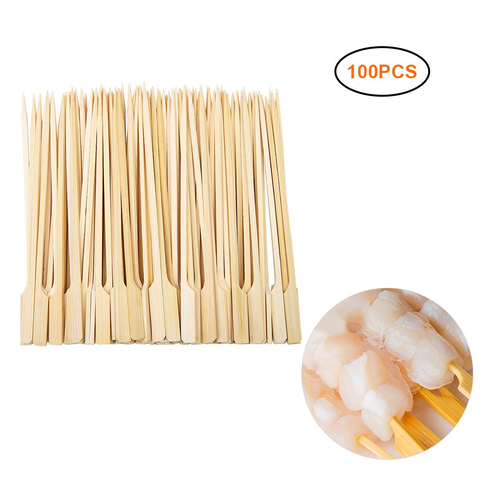 100PCS Barbecue Bamboo Skewers Disposable Bamboo Stick Barbecue Paddle Skewers - Image 1