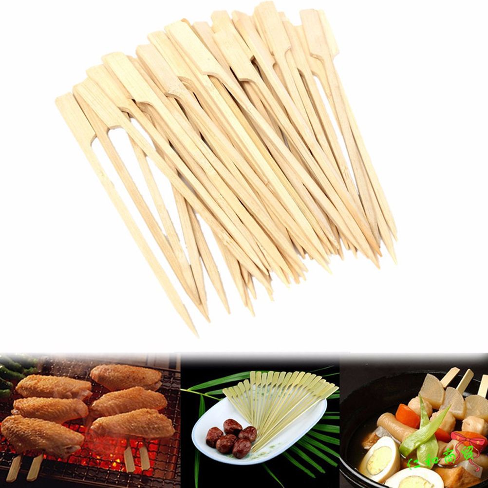 100PCS Barbecue Bamboo Skewers Disposable Bamboo Stick Barbecue Paddle Skewers - Image 3