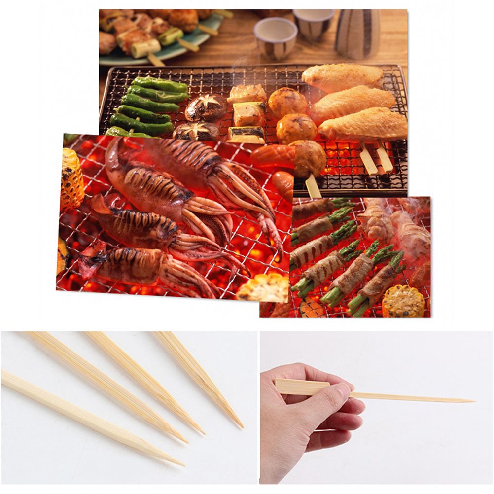 100PCS Barbecue Bamboo Skewers Disposable Bamboo Stick Barbecue Paddle Skewers - Image 5