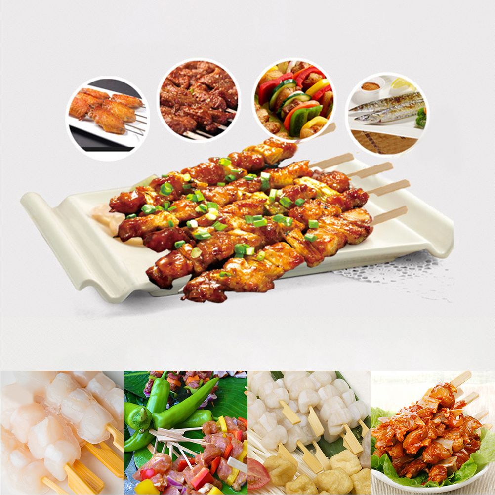 100PCS Barbecue Bamboo Skewers Disposable Bamboo Stick Barbecue Paddle Skewers - Image 6