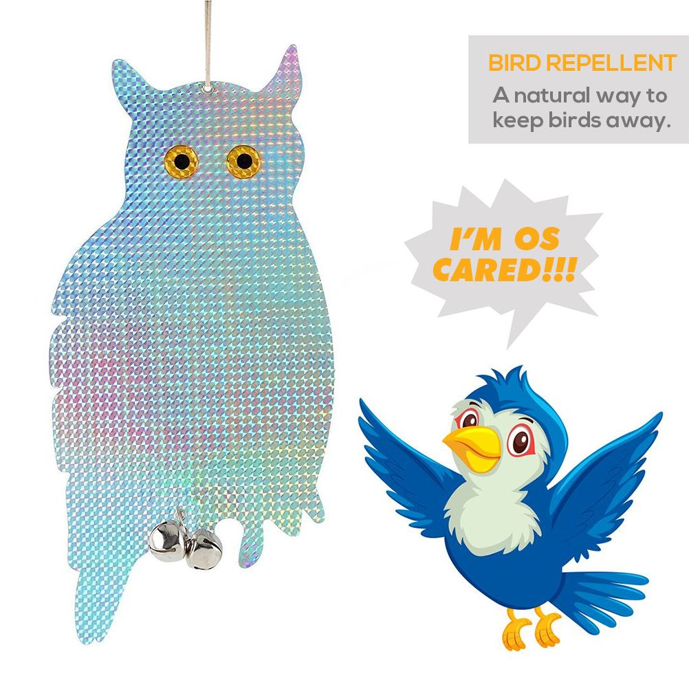 Owl Bird Repellent Control Scare Device Holographic Reflective Fake Owl Scares Bird Repellent Garden Supplies - Image 5