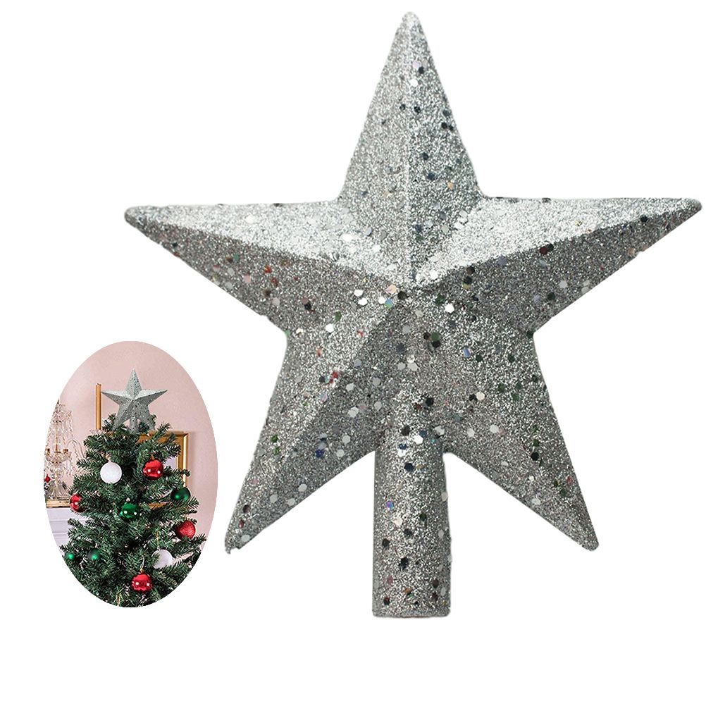 20cm Star Christmas Tree Topper Glitter Christmas Tree Decoration for Party Home Decoration - Image 2