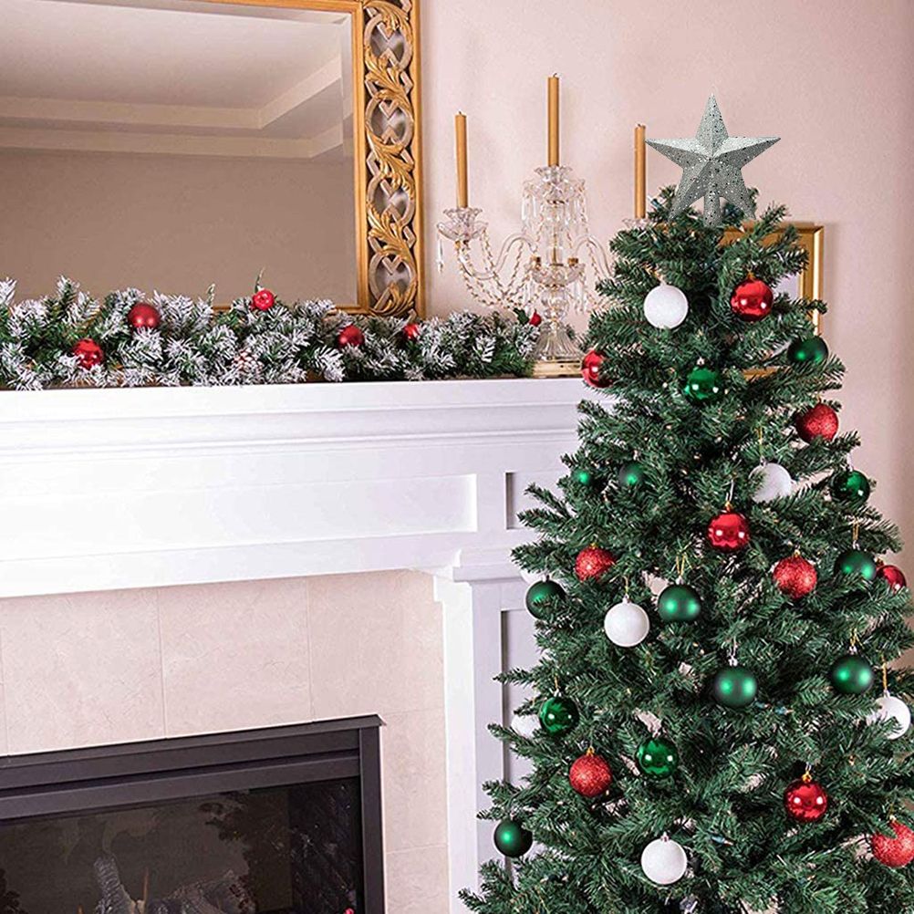 20cm Star Christmas Tree Topper Glitter Christmas Tree Decoration for Party Home Decoration - Image 3