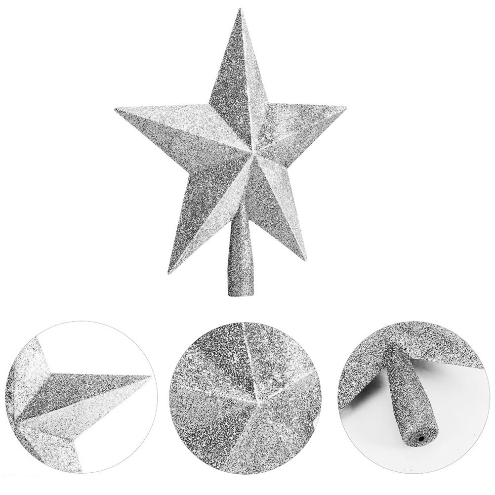 20cm Star Christmas Tree Topper Glitter Christmas Tree Decoration for Party Home Decoration - Image 4