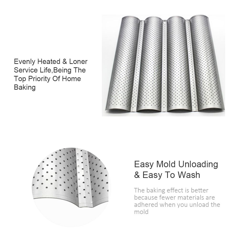 Non Stick Perforated French Bread Pan Bakeware Toast Cooking Bake Mold Home Bread Baking Mold - Image 3