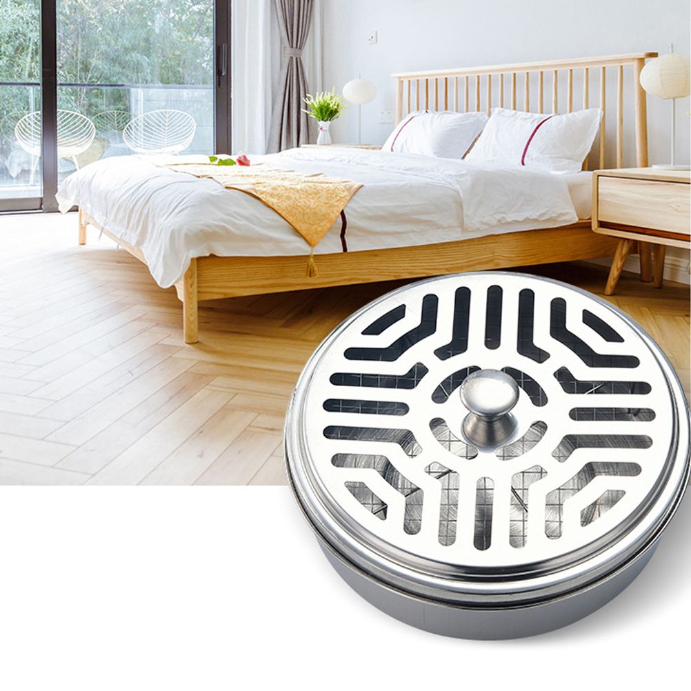 Round Mosquito Coil Holder Stainless Steel Mosquito Coil Disk Portable Mosquito Coil Tray with Hollow Cover - Image 4