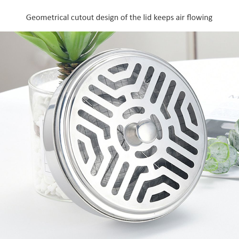 Round Mosquito Coil Holder Stainless Steel Mosquito Coil Disk Portable Mosquito Coil Tray with Hollow Cover - Image 7