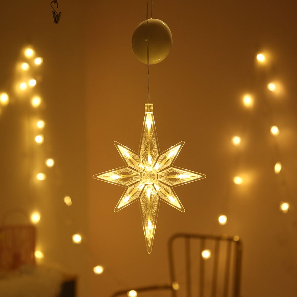 Window Sucker Holiday Lamp LED Christmas Trees Deer Bell Star Santa Hanging Garland Light Wall Decorative - Image 1