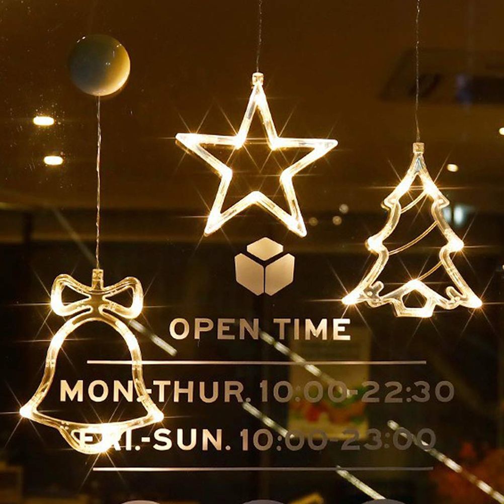 Window Sucker Holiday Lamp LED Christmas Trees Deer Bell Star Santa Hanging Garland Light Wall Decorative - Image 3
