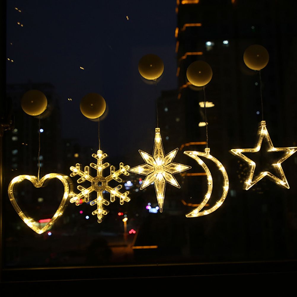 Window Sucker Holiday Lamp LED Christmas Trees Deer Bell Star Santa Hanging Garland Light Wall Decorative - Image 4