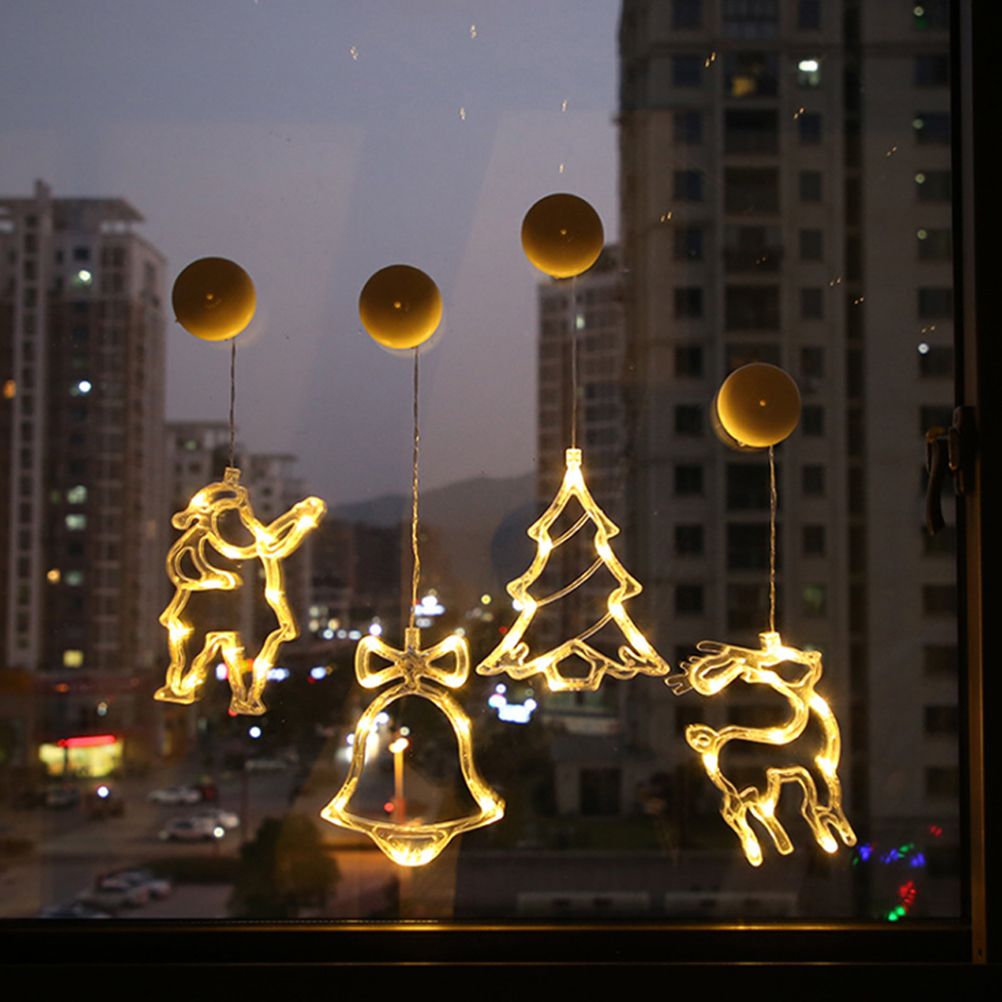 Window Sucker Holiday Lamp LED Christmas Trees Deer Bell Star Santa Hanging Garland Light Wall Decorative - Image 6