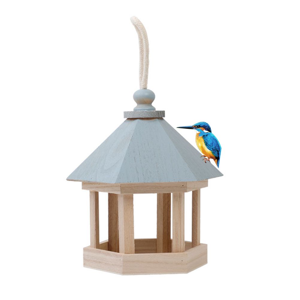 Wooden House Bird Feeder Hanging Feeding Station Hollow Bird Feeder - Image 1