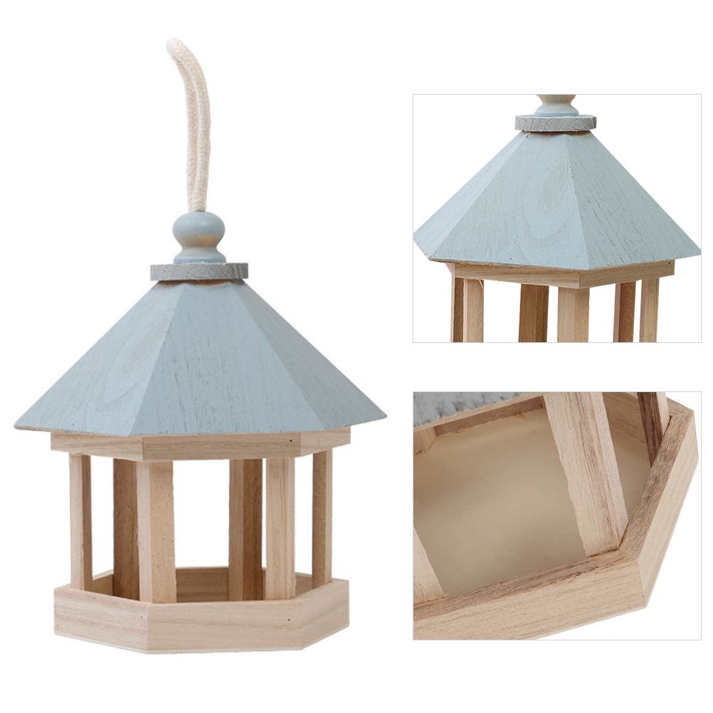 Wooden House Bird Feeder Hanging Feeding Station Hollow Bird Feeder - Image 4
