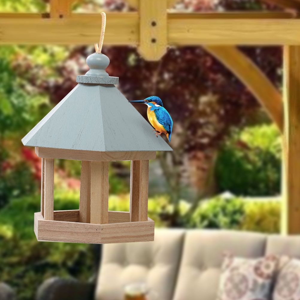 Wooden House Bird Feeder Hanging Feeding Station Hollow Bird Feeder - Image 8