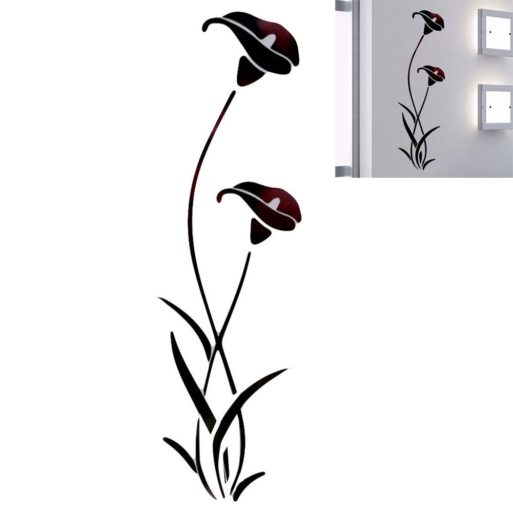 Flower Mirror Wall Sticker Removable Mirror Sticker Modern Wall Sticker Home Decoration - Image 1