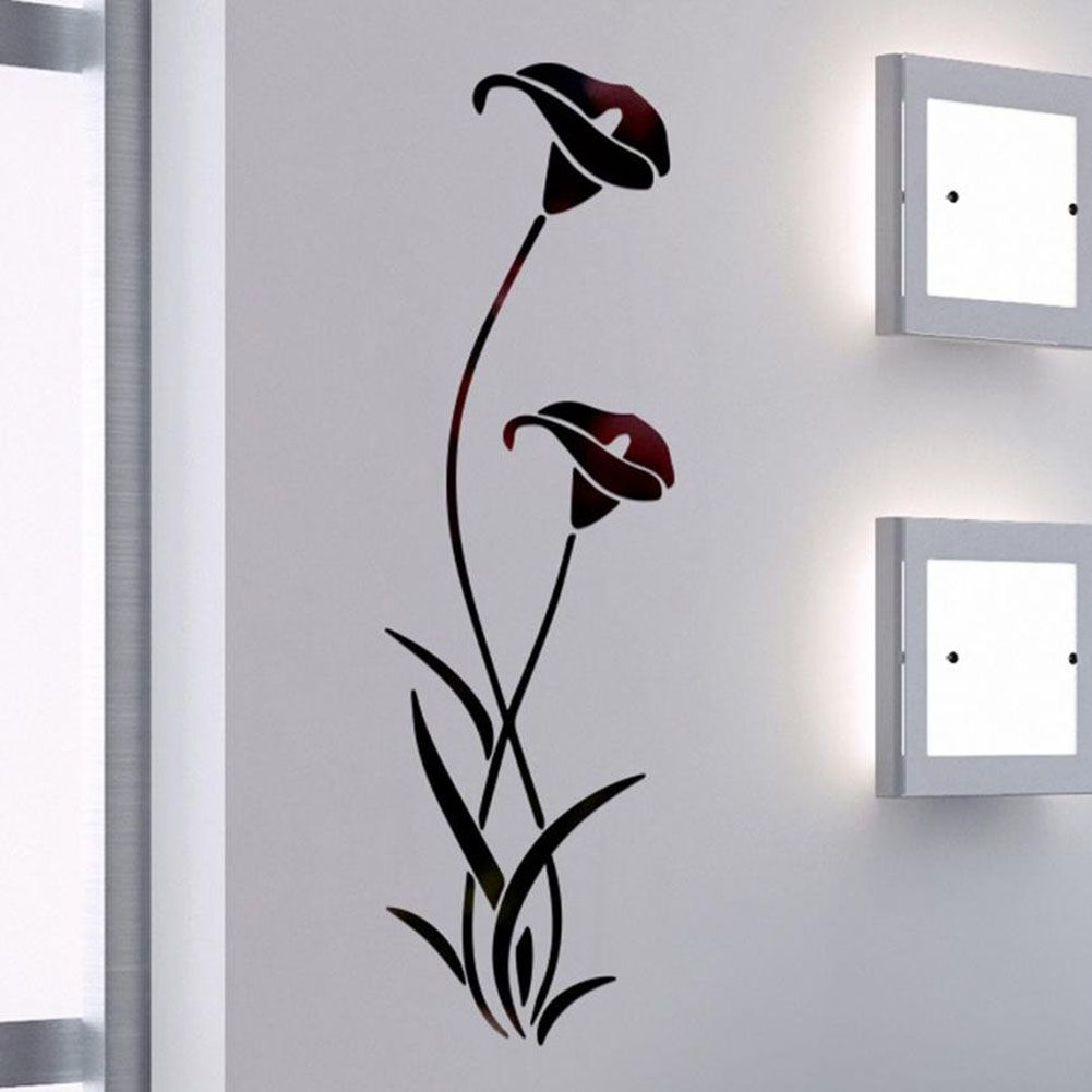 Flower Mirror Wall Sticker Removable Mirror Sticker Modern Wall Sticker Home Decoration - Image 3