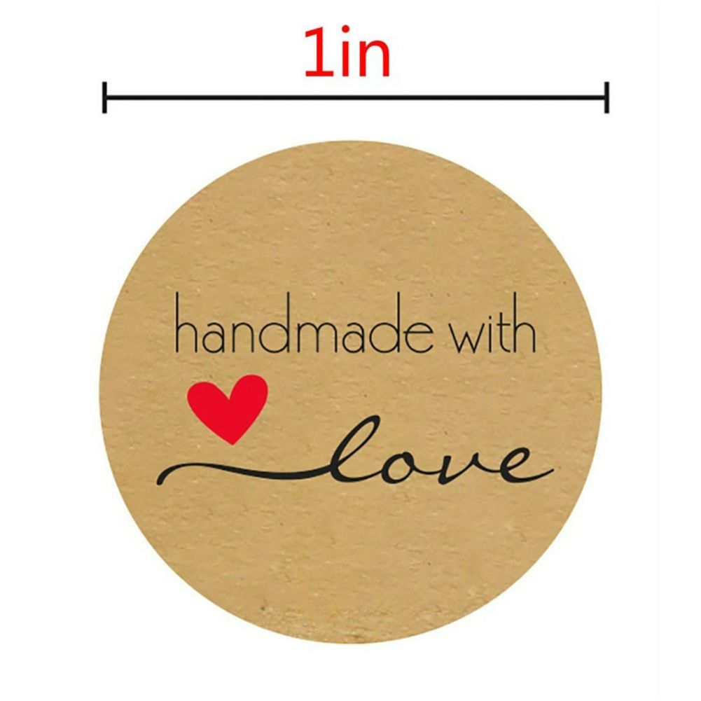 500Pcs Handmade with Love Stickers Round Self Adhesive Kraft Paper Labels Gift Tag - Image 4
